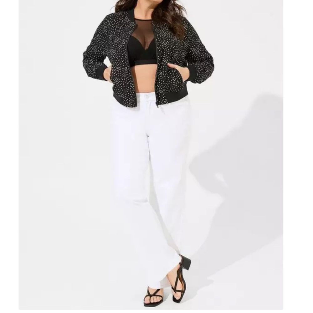 TORRID Chiffon Bomber Jacket in black and White print size 3X NWT - Picture 7 of 8